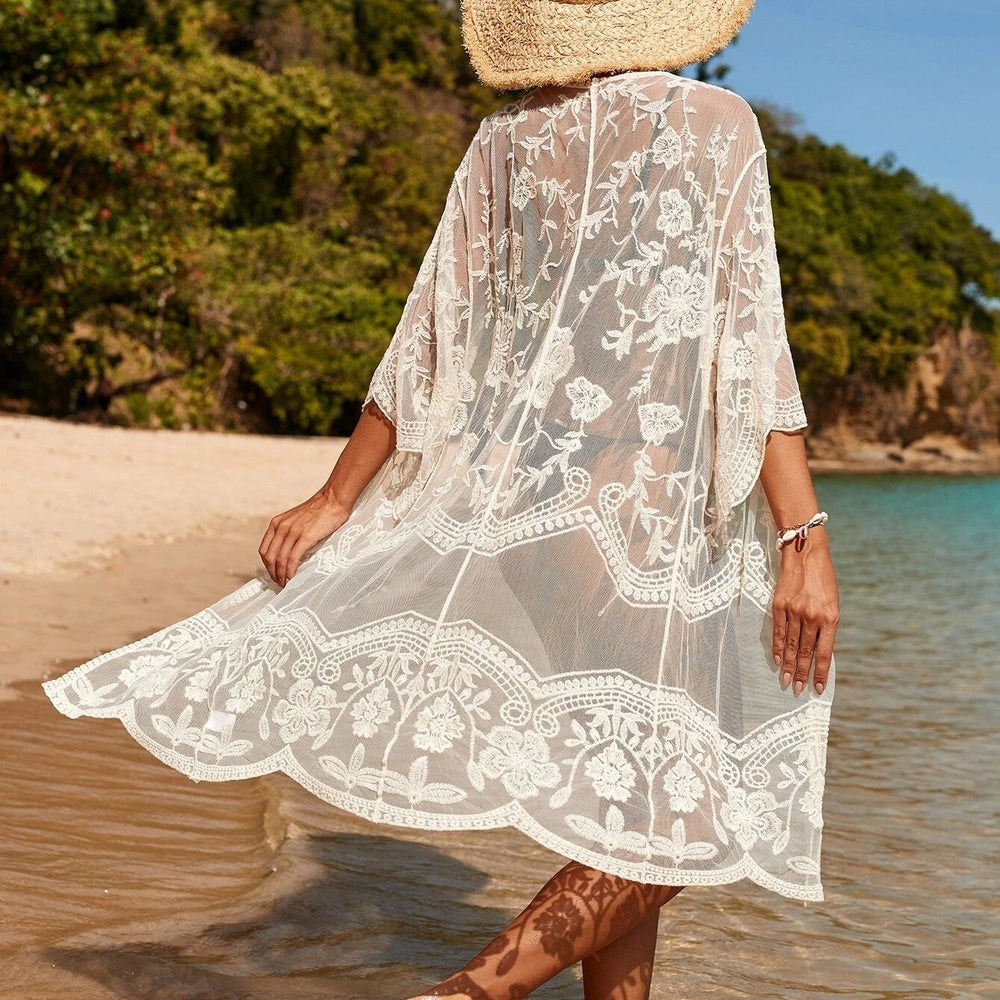 Floral Lace Crochet Kimono Image 2