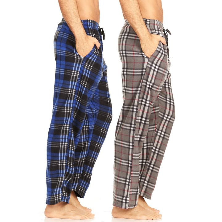 DARESAY Microfleece Plaid Pajama Pants Men 2 Pack with Pockets Adjustable Waist Image 2