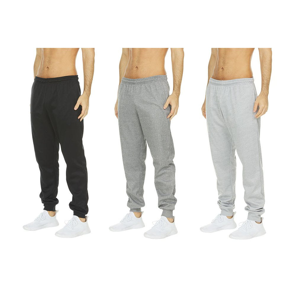 DARESAY Mens Tech Fleece Joggers 3-Pack Dry Fit Performance Sweatpants Image 2