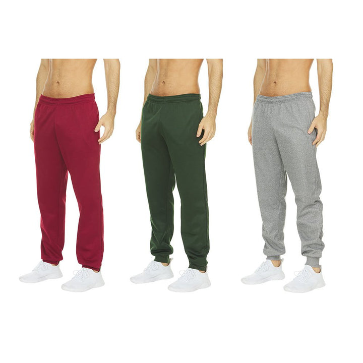 DARESAY Mens Tech Fleece Joggers 3-Pack Dry Fit Performance Sweatpants Image 4