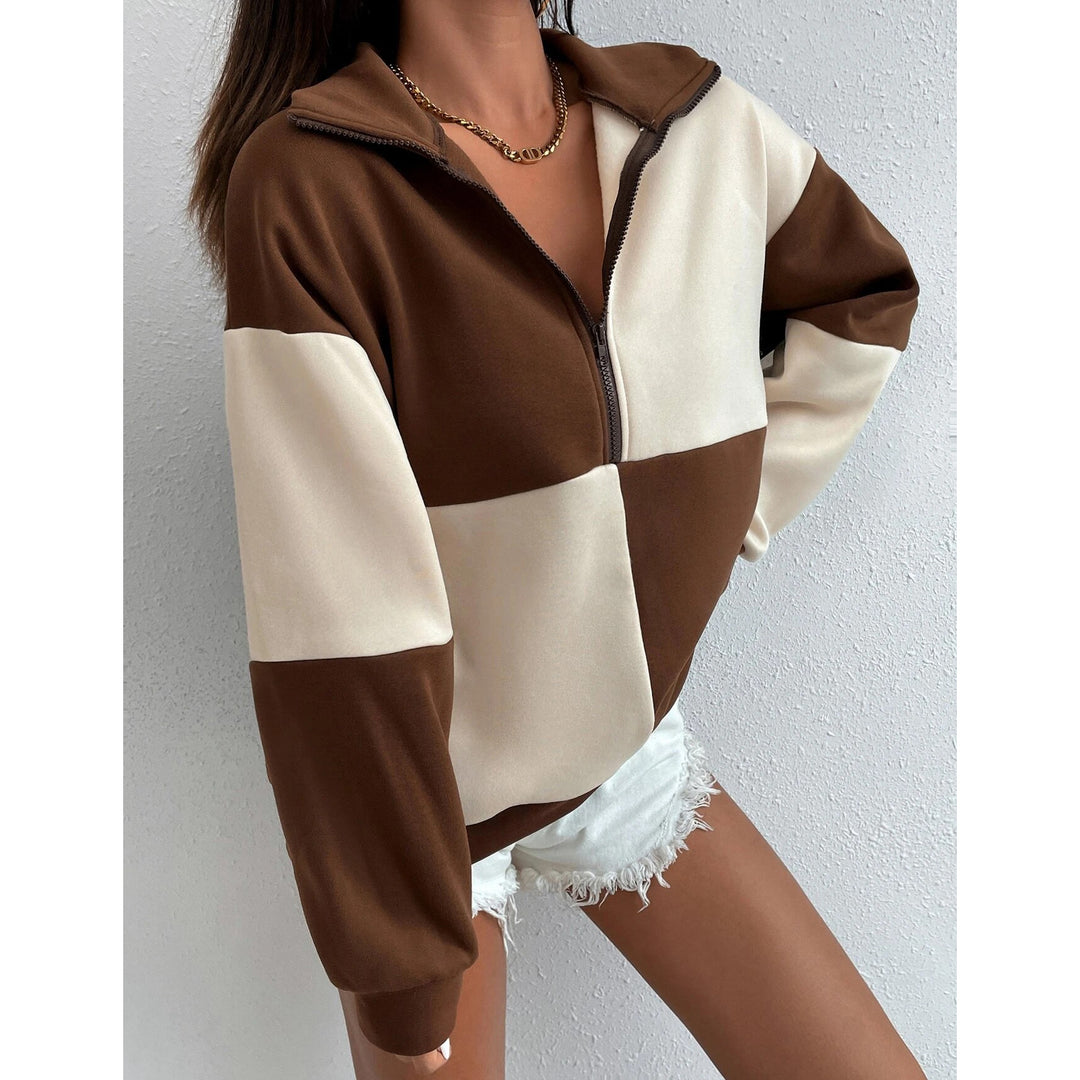 Colorblock Half Zip Drop Shoulder Sweatshirt Image 3