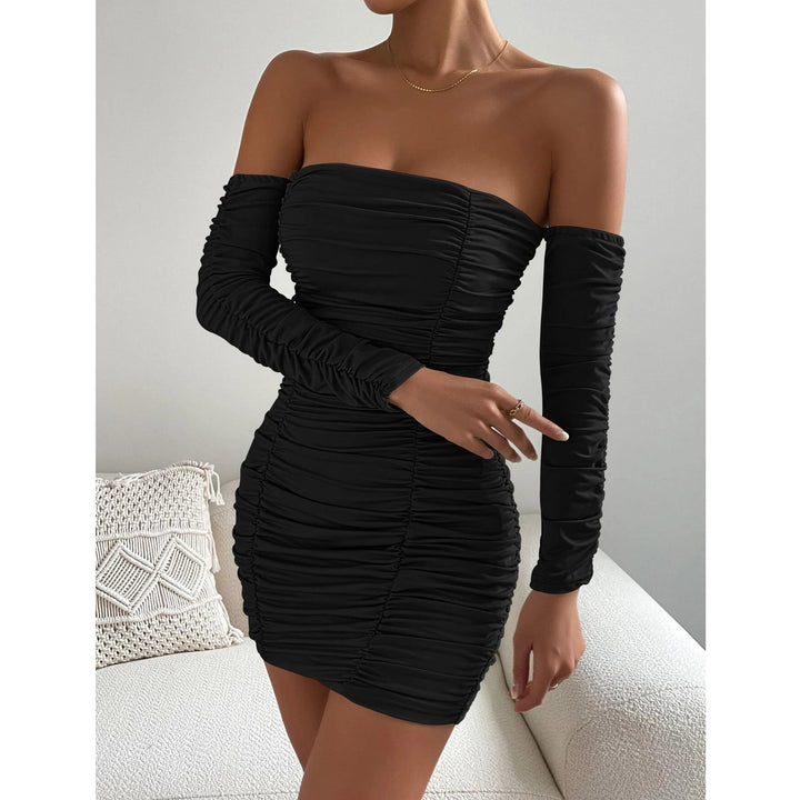 Off Shoulder Ruched Bodycon Dress Image 1