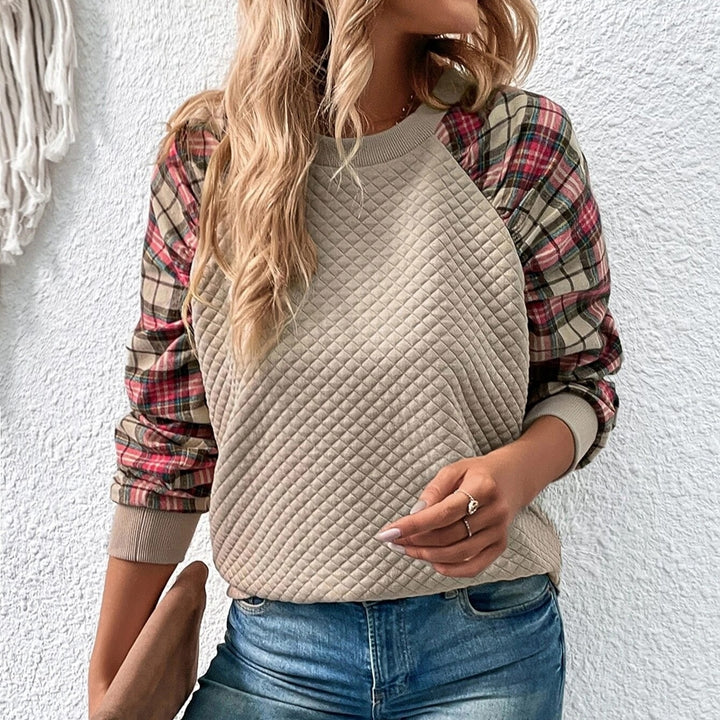 Plaid Raglan Sleeve Sweatshirt Image 3