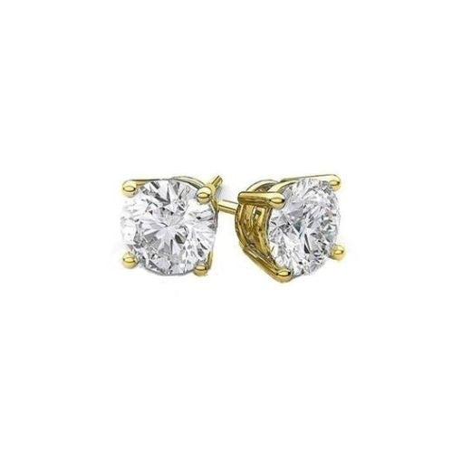 18K Yellow Gold Plated White Sapphire Round Created 3CT CZ Cut Stud Earrings Image 1