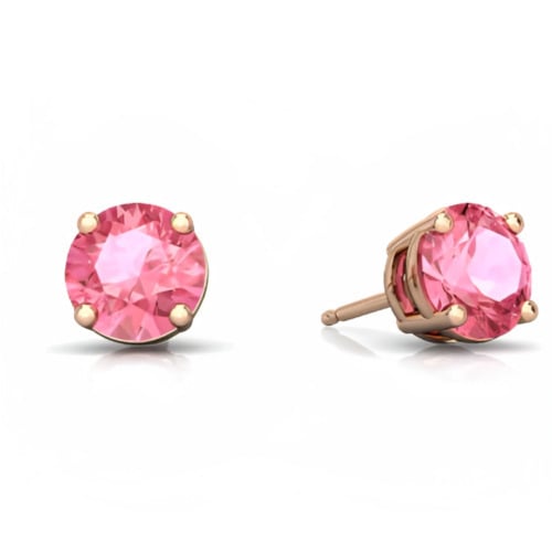 24k Rose Gold Plated 2 Cttw Pink Sapphire Round Stud Earrings Image 1