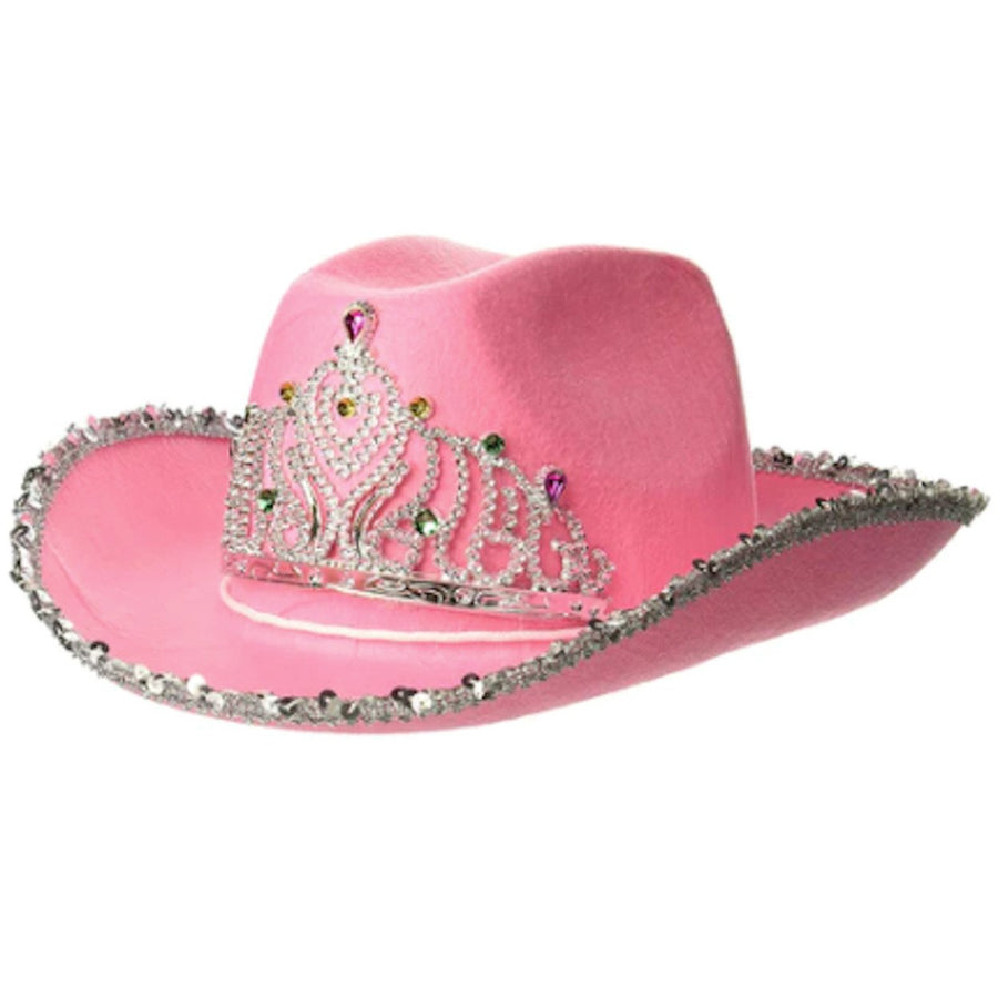 PINK TIARA SEQUIN COWGIRL HAT rodeo COWBOY party HATS tierra HT029 princess Image 1