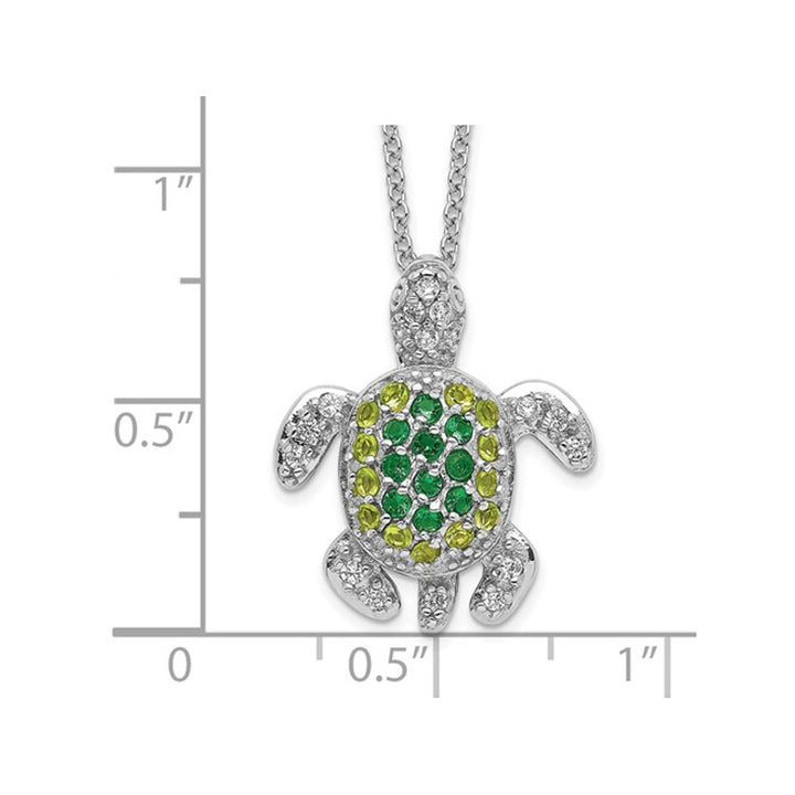 Synthetic Cubic Zirconia (CZ) Turtle Pendant Necklace in Sterling Silver with Chain Image 3