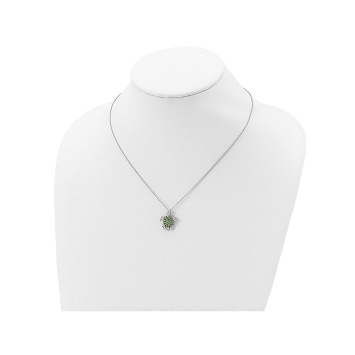 Synthetic Cubic Zirconia (CZ) Turtle Pendant Necklace in Sterling Silver with Chain Image 4