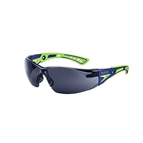 Bolle Safety Rush+ Safety Glasses Blue and Green Frame Grey Lenses Universal BLACK Image 1