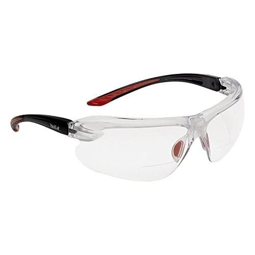 Bolle Safety Iri-S Safety Glasses with 2.50 Diopter Black and Red Frame Clear Lenses Image 1