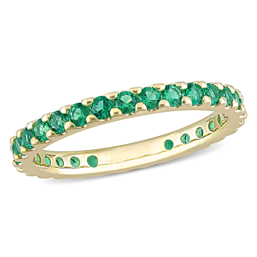 3/4 Carat (ctw) Lab-Created Emerald Eternity Band Ring in 10K Yellow Gold Image 1
