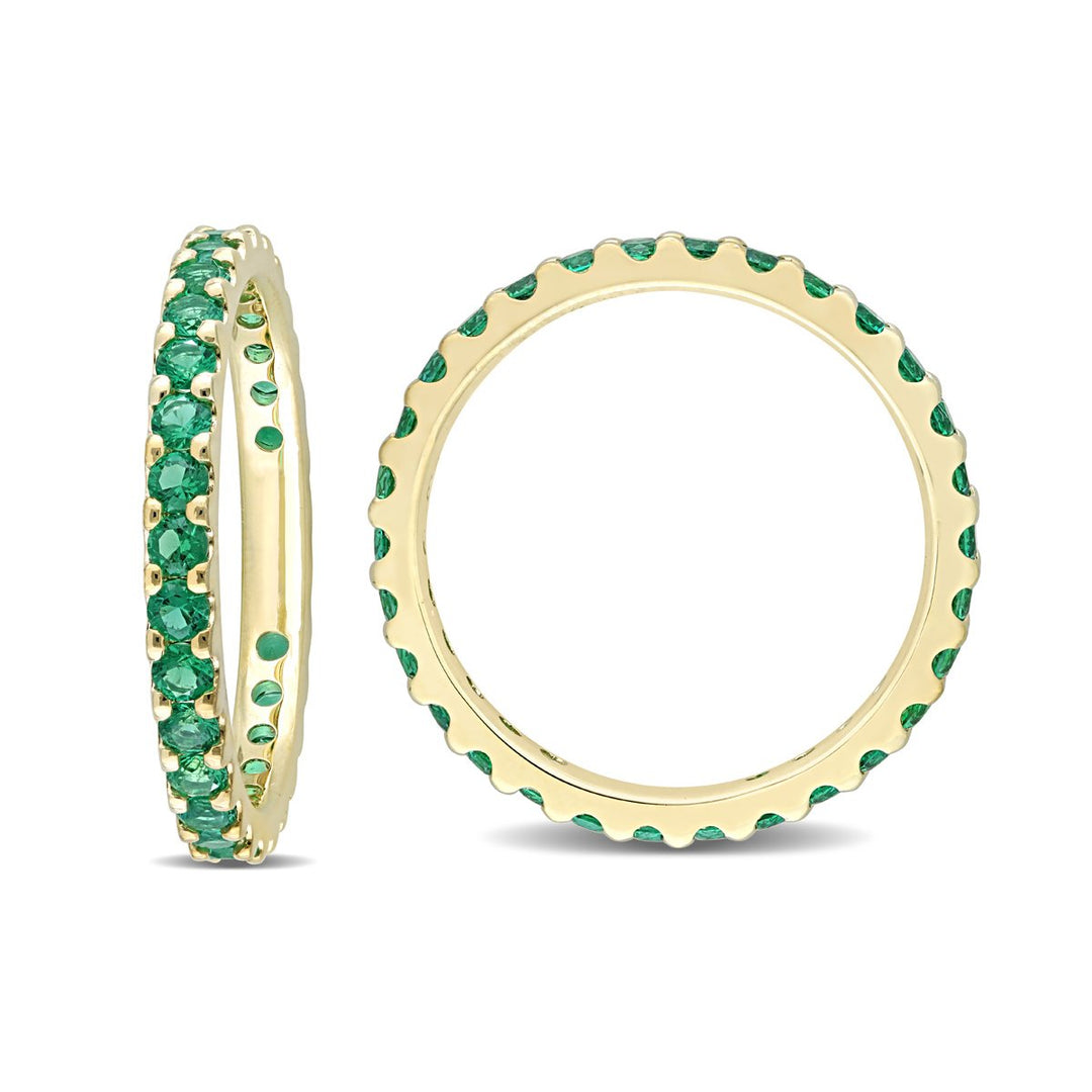 3/4 Carat (ctw) Lab-Created Emerald Eternity Band Ring in 10K Yellow Gold Image 2