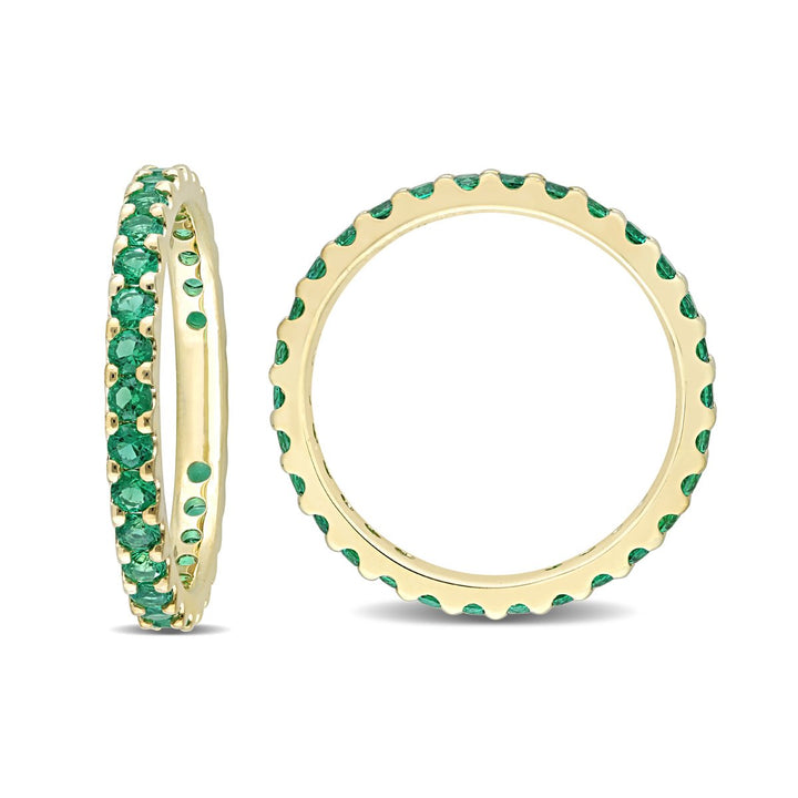 3/4 Carat (ctw) Lab-Created Emerald Eternity Band Ring in 10K Yellow Gold Image 2