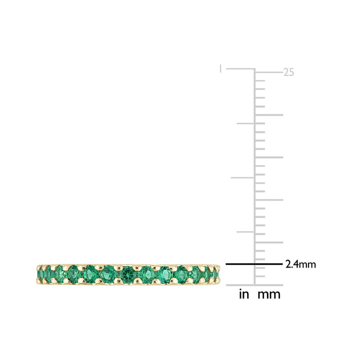 3/4 Carat (ctw) Lab-Created Emerald Eternity Band Ring in 10K Yellow Gold Image 3