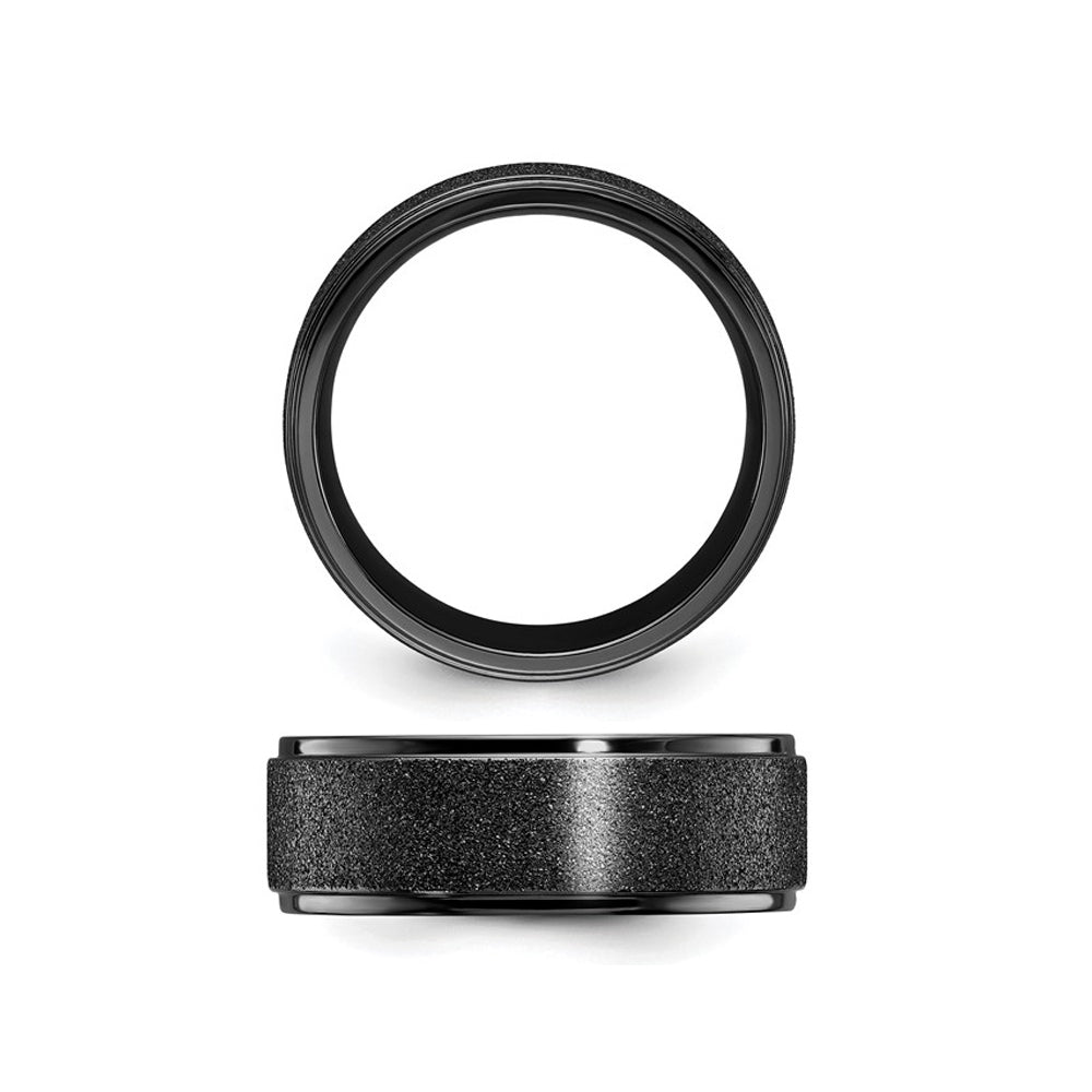 Mens Titanium Black Polished Laser-cut Band Ring (8mm) Image 4