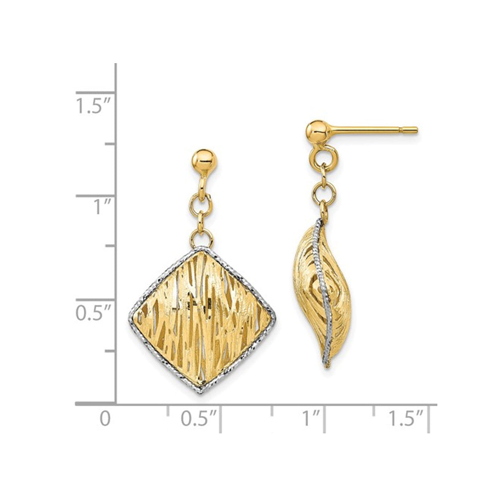 14K Yellow Gold Dangle Post Earrings Image 3