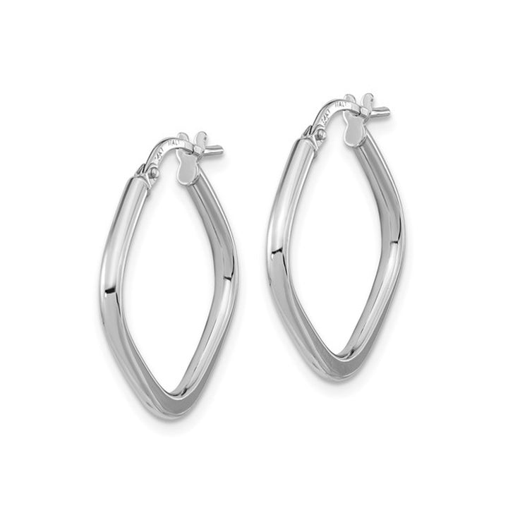 14K White Gold Polished Square Hoop Earrings Image 4