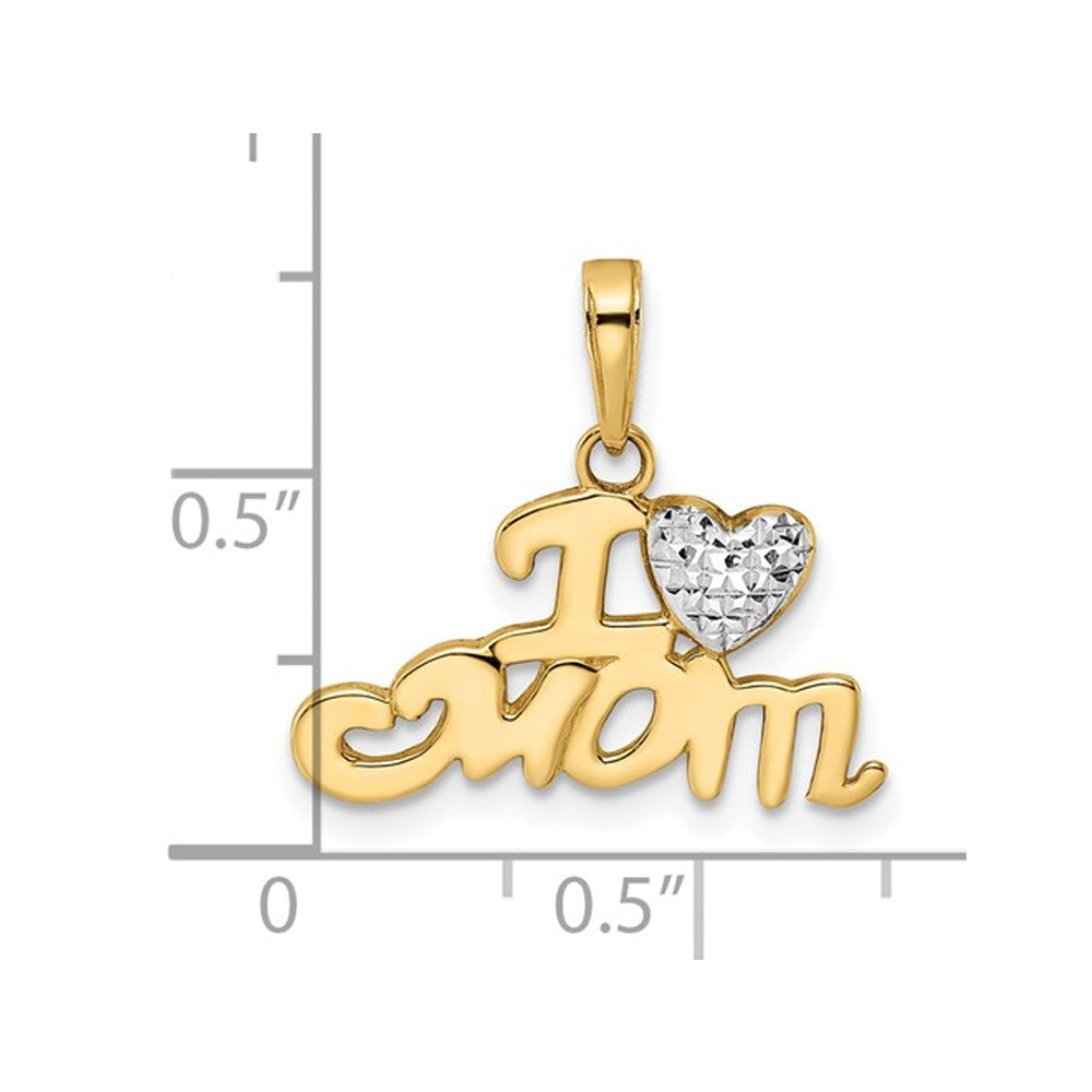 I Heart Mom Pendant Necklace in 14K Yellow Gold with Chain Image 2