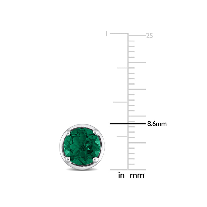 2.30 Carat (ctw) Lab-Created Emerald Solitaire Stud Earrings in Sterling Silver (7mm) Image 3
