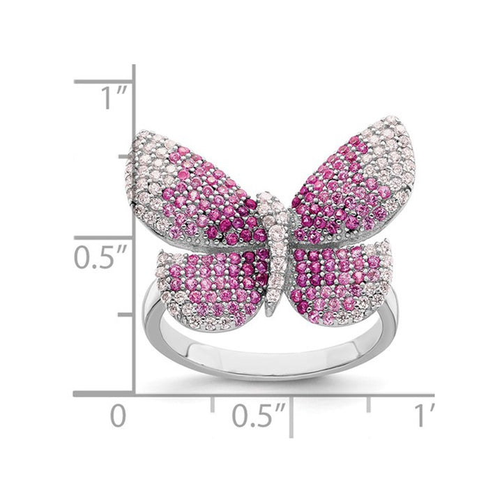 Sterling Silver Butterfly Ring with PInk Synthetic Cubic Zirconia (CZ)s Image 4