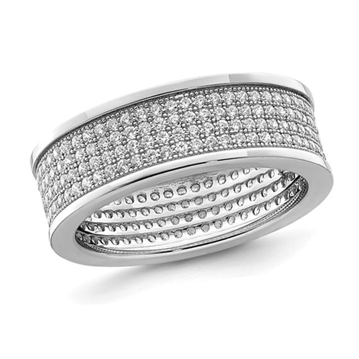 Sterling Silver Eternity Band Ring with Pave Synthetic Cubic Zirconia (CZ)s Image 1