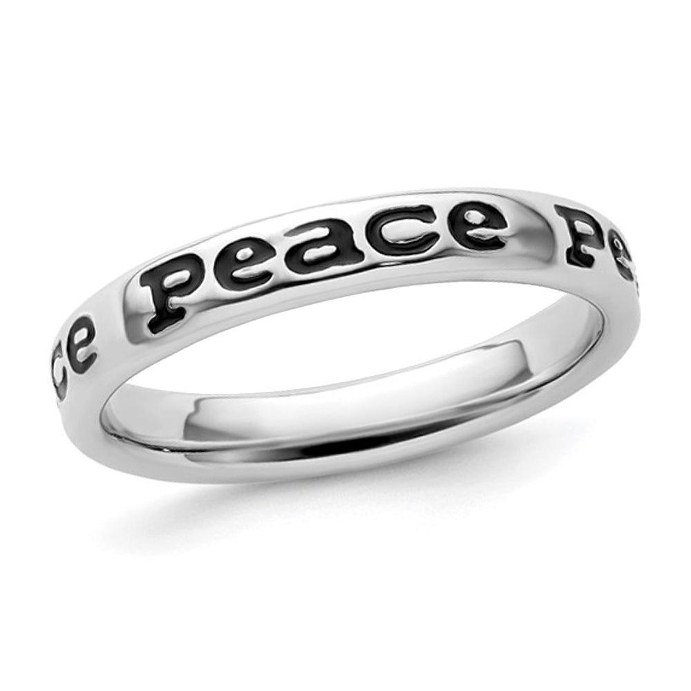 Sterling Silver Enameled Peace Band Ring Image 1