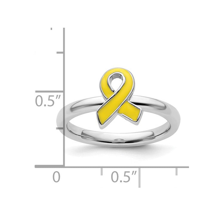 Sterling Silver Yellow Enameled Awareness Ribbon Ring Image 3