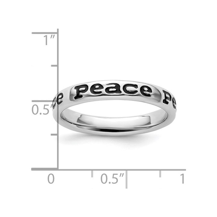 Sterling Silver Enameled Peace Band Ring Image 3