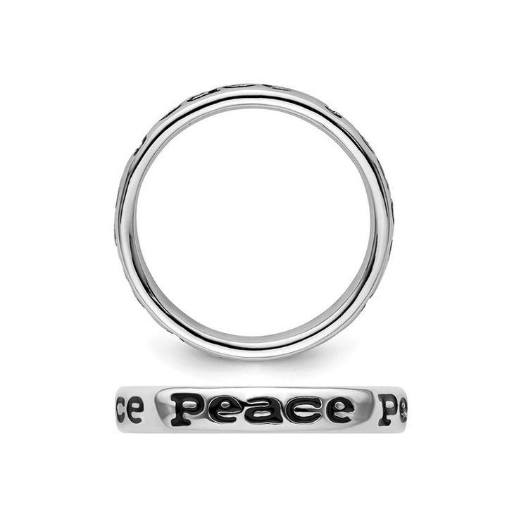 Sterling Silver Enameled Peace Band Ring Image 4