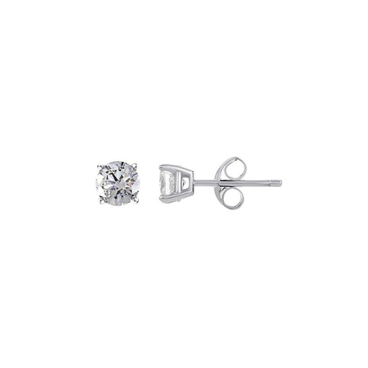 Paris Jewelry 14K White Gold 1.00 CT Round Cubic Zirconia Stud Earrings Plated Image 1