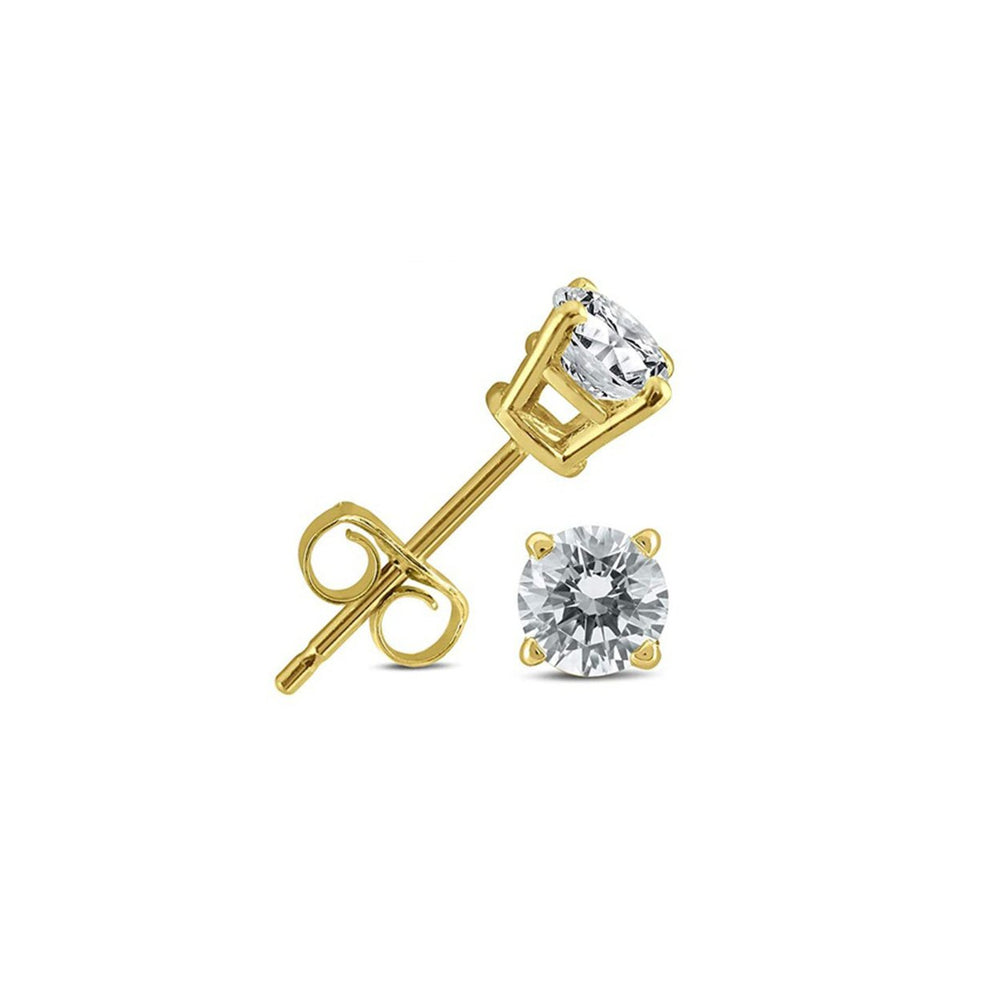 Paris Jewelry 10K Yellow Gold 1 Carat 4 Prong Solitaire Round Diamond Stud Earrings Image 2