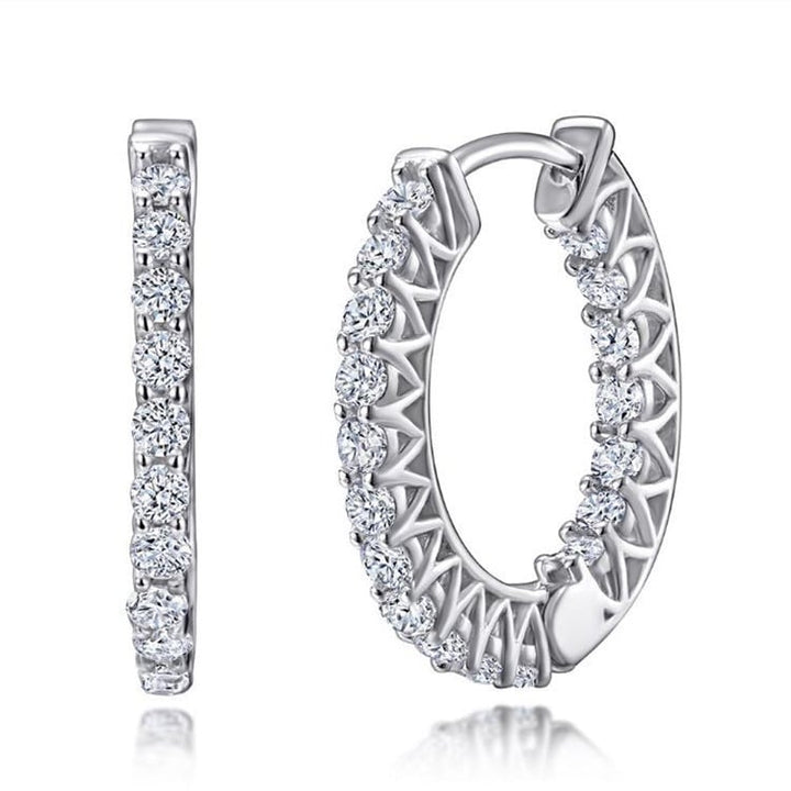 Paris Jewelry 18K White Gold 4Ct Round White Sapphire Hoop Earrings Plated Image 1