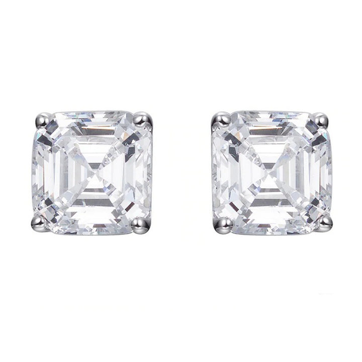 Paris Jewelry 14k White Gold 4Ct Asscher Cut  White Sapphire Pack of One Stud Earrings Plated Image 1