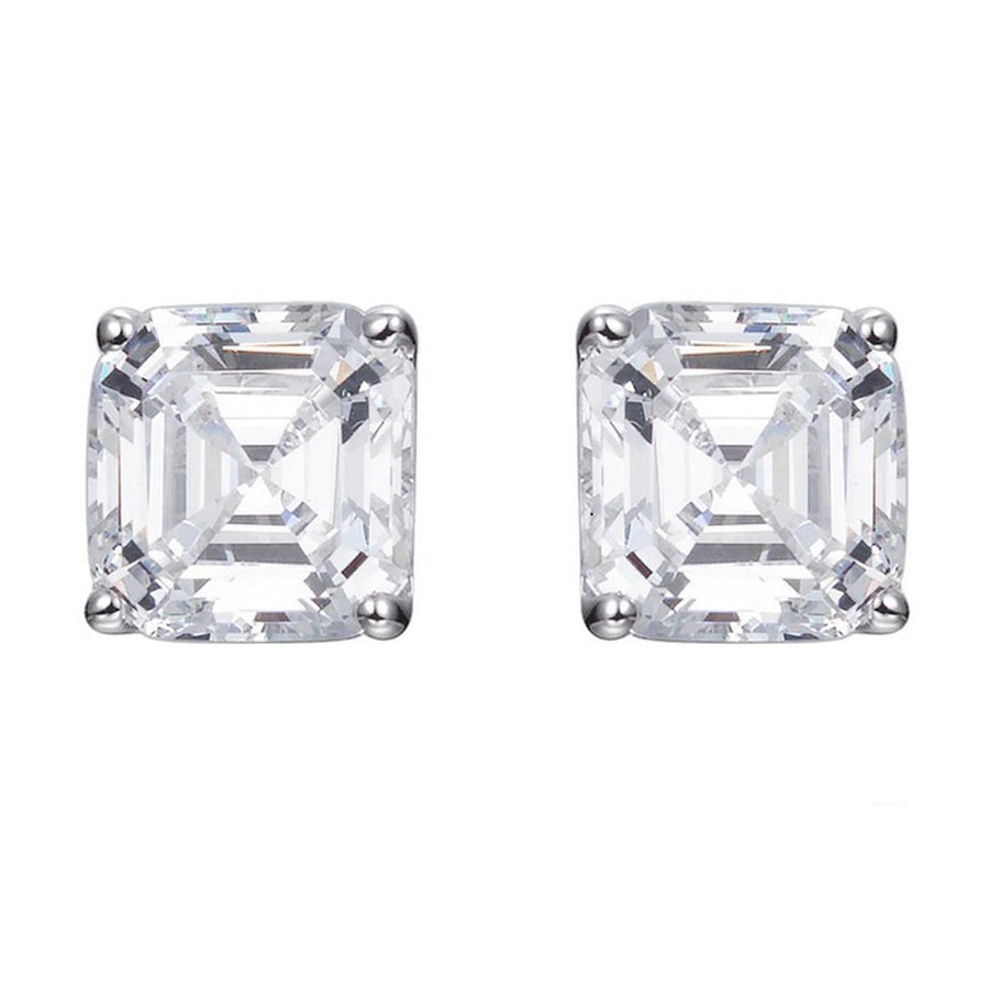 Paris Jewelry 14k White Gold 4Ct Asscher Cut  White Sapphire Pack of One Stud Earrings Plated Image 1