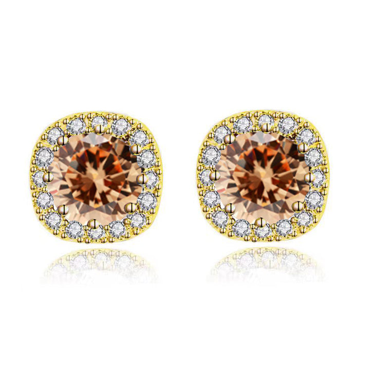 Paris Jewelry 10k Yellow Gold 4Ct Round Created Tourmaline Halo Stud Earrings Plated Image 1