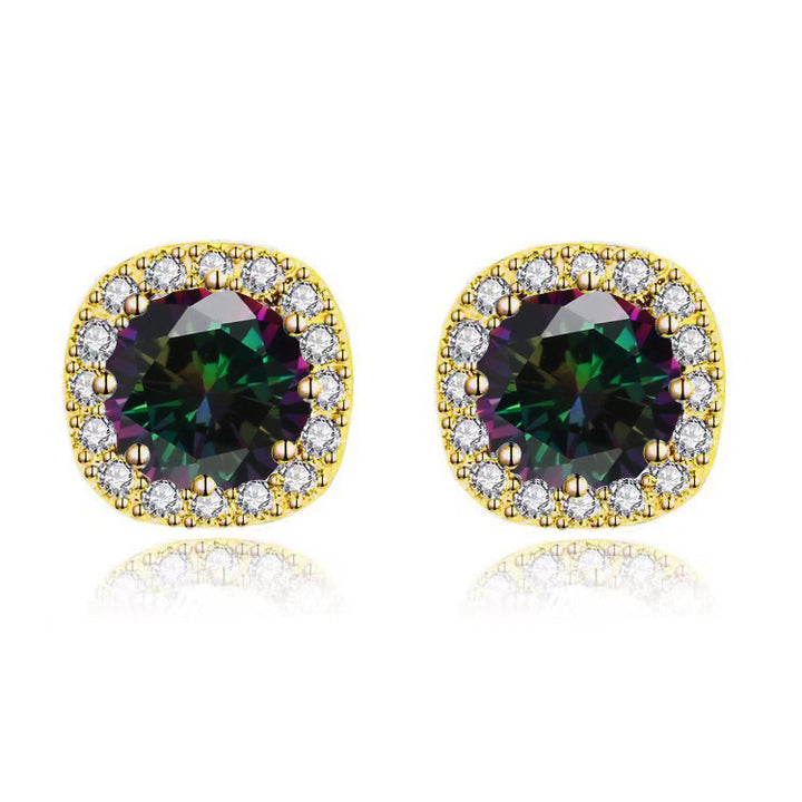 Paris Jewelry 14k Yellow Gold 4Ct Round Created Alexandrite Halo Stud Earrings Plated Image 3