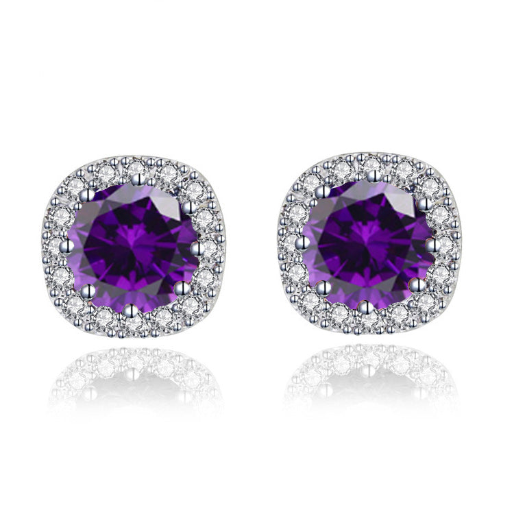 Paris Jewelry 14k White Gold 3Ct Round Created Tanzanite Halo Stud Earrings Plated Image 1