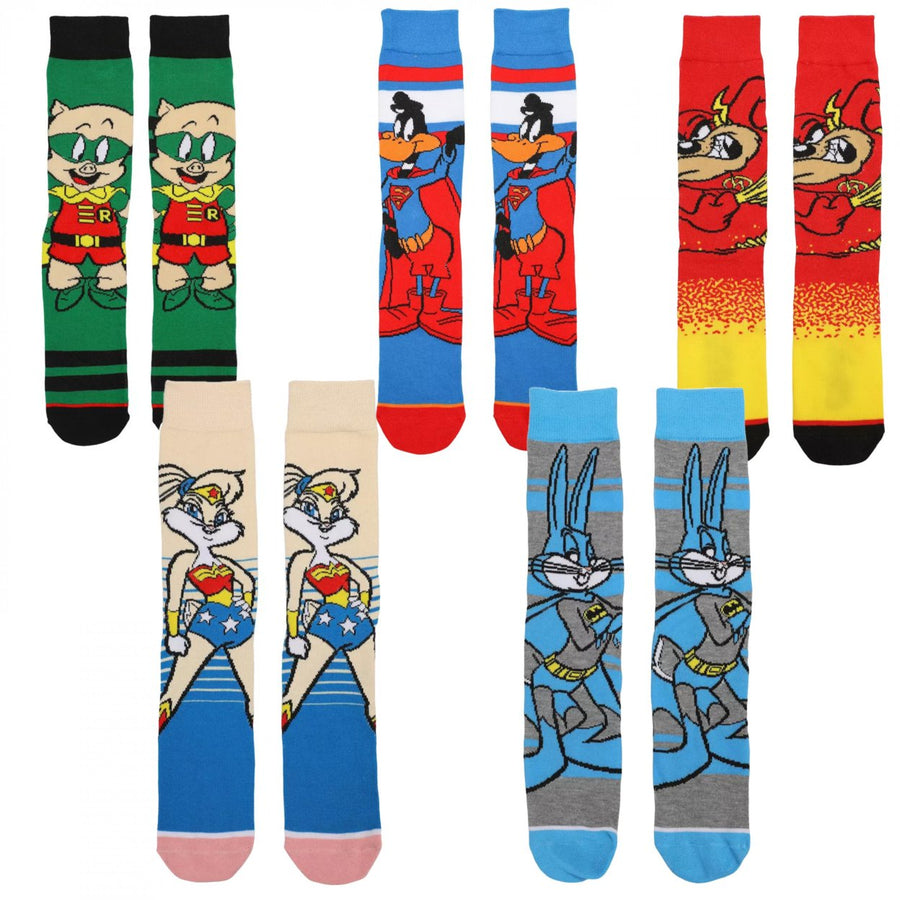 Justice League X Looney Tunes Crew Socks 5-Pair Pack Image 1