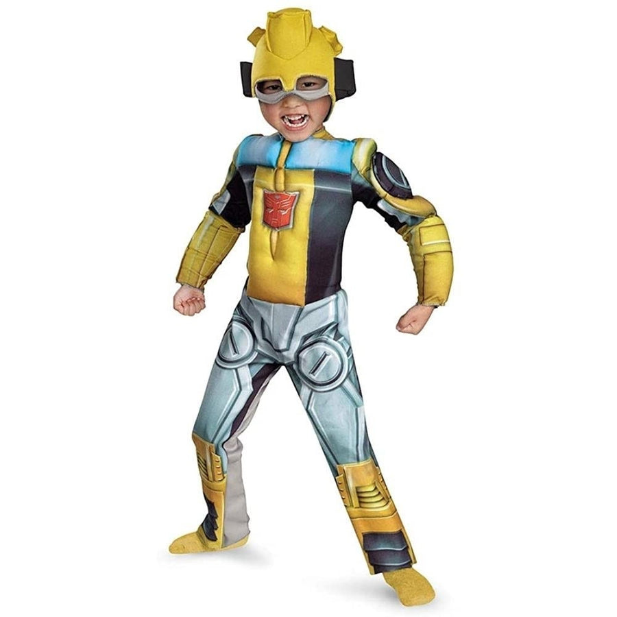 Disguise Bumblebee Muscle Toddler Costume 2T Transformers Rescue Bot Hat Image 1