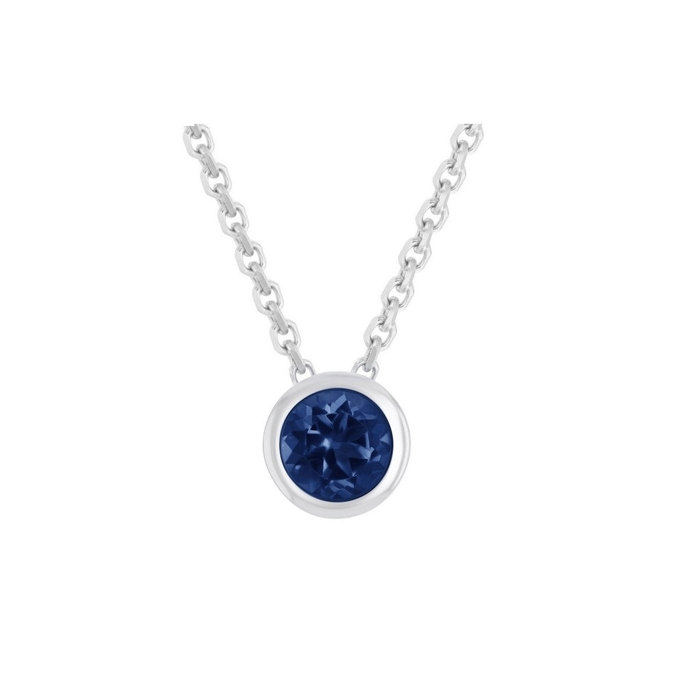 Paris Jewelry 24k White Gold 1Ct Blue Sapphire Bezel Set Round Pendant For Women's Plated Image 2