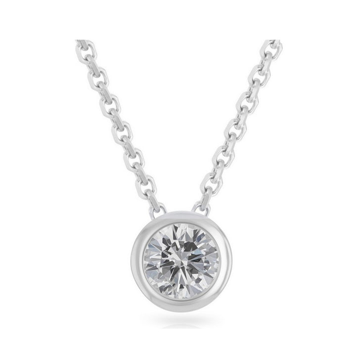 Paris Jewelry 24k White Gold 4Ct White Sapphire Bezel Set Round Pendant For Womens Plated Image 1