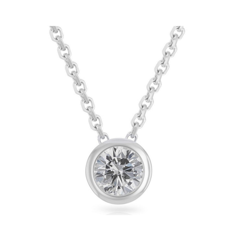 Paris Jewelry 24k White Gold 1Ct White Sapphire Bezel Set Round Pendant For Womens Plated Image 1