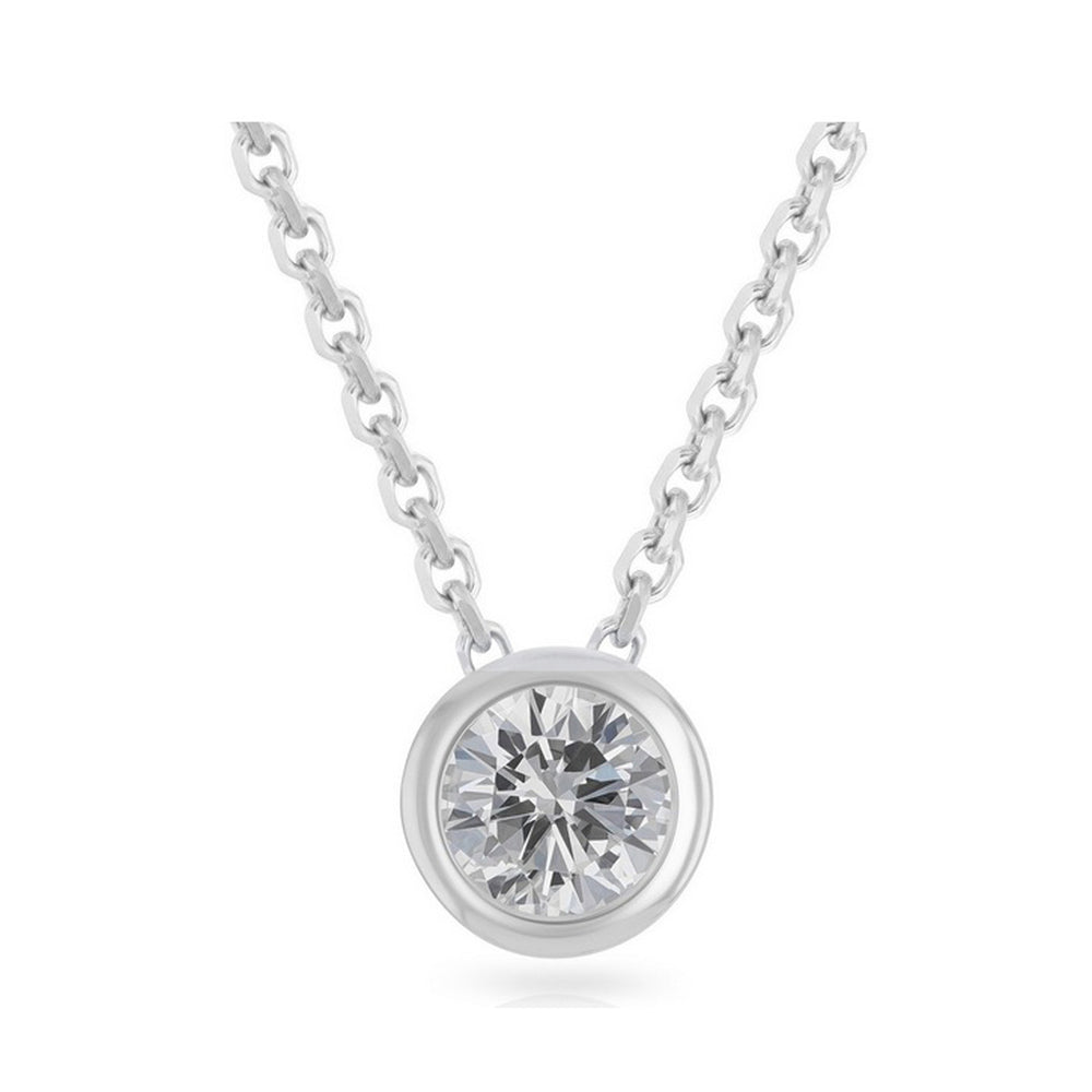 Paris Jewelry 24k White Gold 1Ct White Sapphire Bezel Set Round Pendant For Womens Plated Image 2