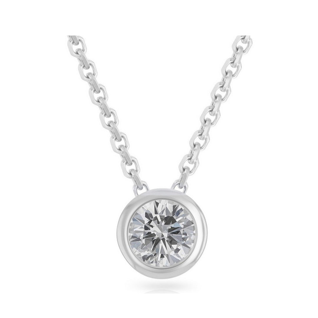 Paris Jewelry 24k White Gold 3Ct White Sapphire Bezel Set Round Pendant For Womens Plated Image 2