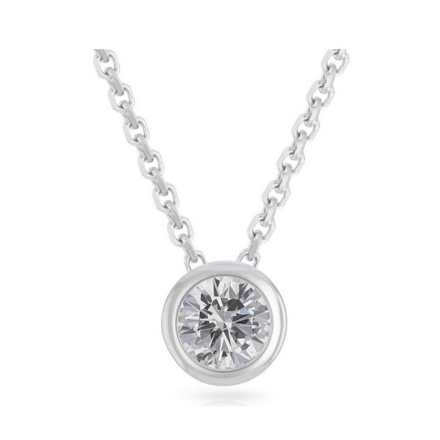 Paris Jewelry 18k White Gold 4Ct White Sapphire Bezel Set Round Pendant For Womens Plated Image 1