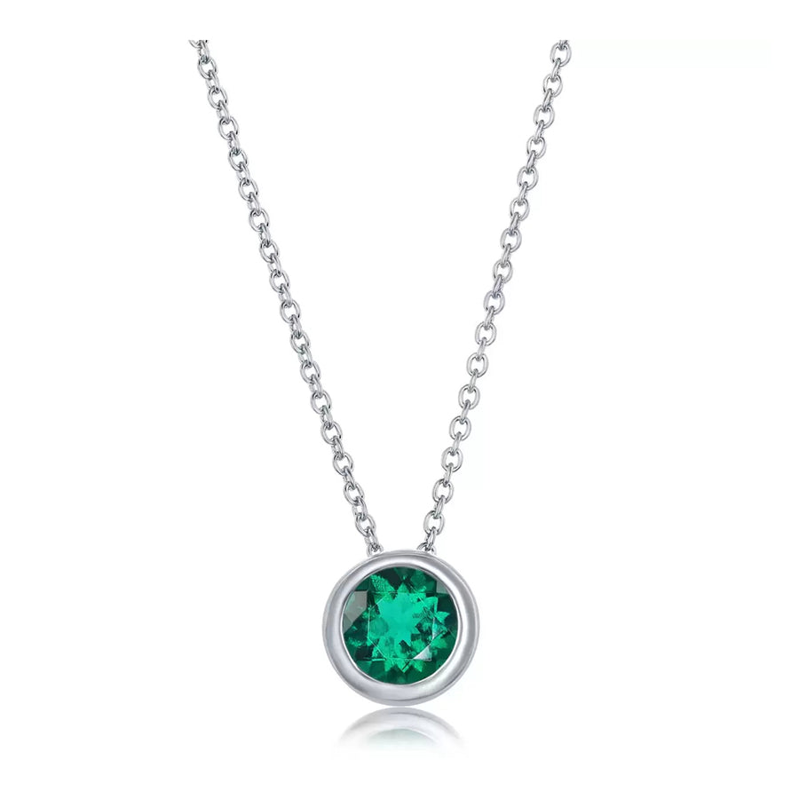 Paris Jewelry 18k White Gold 4Ct Emerald Bezel Set Round Pendant For Womens Plated Image 1