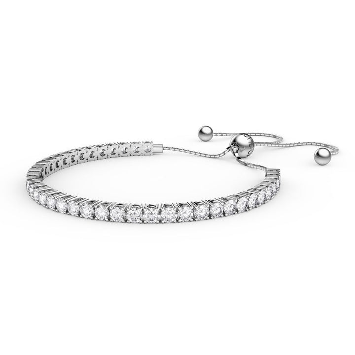 Paris Jewelry 24K Rose and White Gold 6ct Created White Sapphire Round Adjustable Tennis Bracelet Unisex Plated Image 3