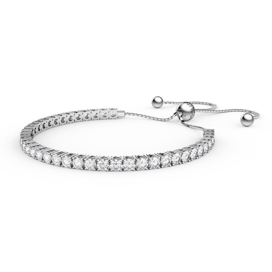 Paris Jewelry 18K Rose and White Gold 7ct Created White Sapphire Round Adjustable Tennis Bracelet Unisex Plated Image 3