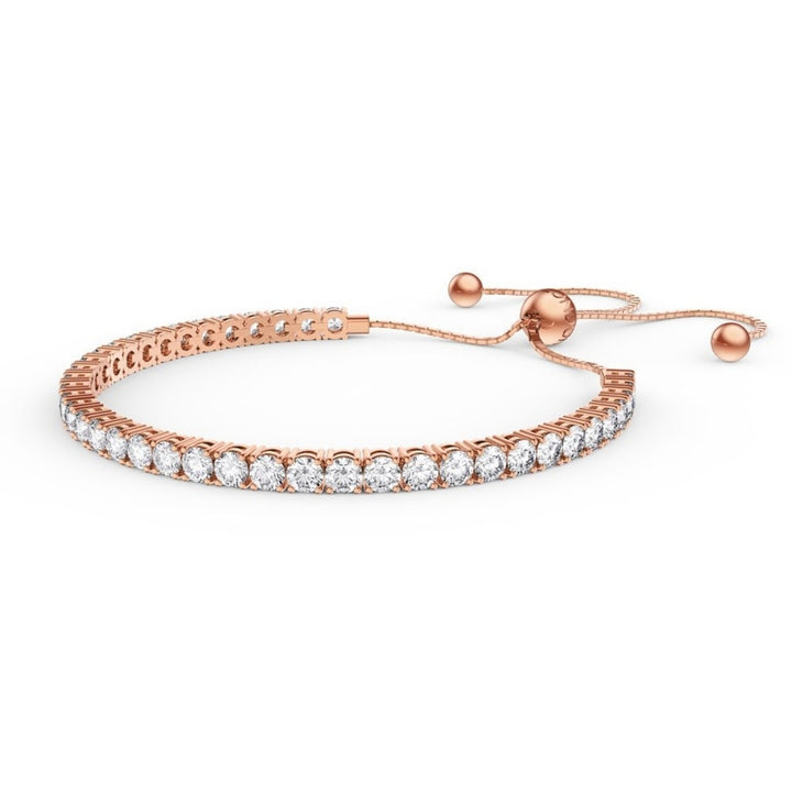 Paris Jewelry 18K Yellow and Rose Gold 6ct Created White Sapphire Round Adjustable Tennis Bracelet Unisex Plated Image 3