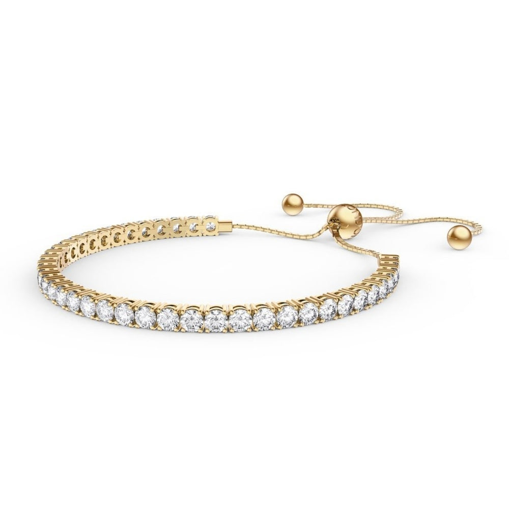 Paris Jewelry 24K Yellow and Rose Gold 7ct Created White Sapphire Round Adjustable Tennis Bracelet Unisex Plated Image 2